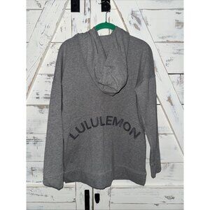 Lululemon Cut Above Hoodie Expression Heathered Gray Logo Back Side Slits Size 8